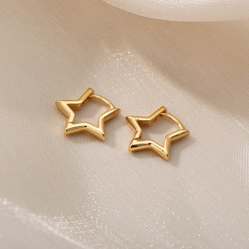 sengpan Star Pendientes Earrings For Women Girl Stainless Steel Minimalist Hoop Piercing Earring 2023 New In y2k Jewelry aretes de mujer