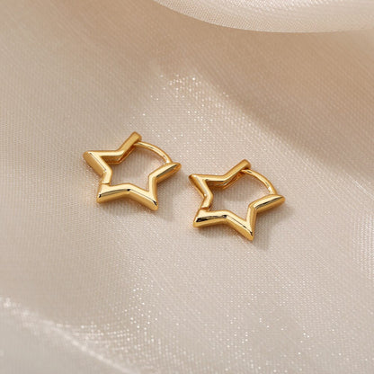 sengpan Star Pendientes Earrings For Women Girl Stainless Steel Minimalist Hoop Piercing Earring 2023 New In y2k Jewelry aretes de mujer