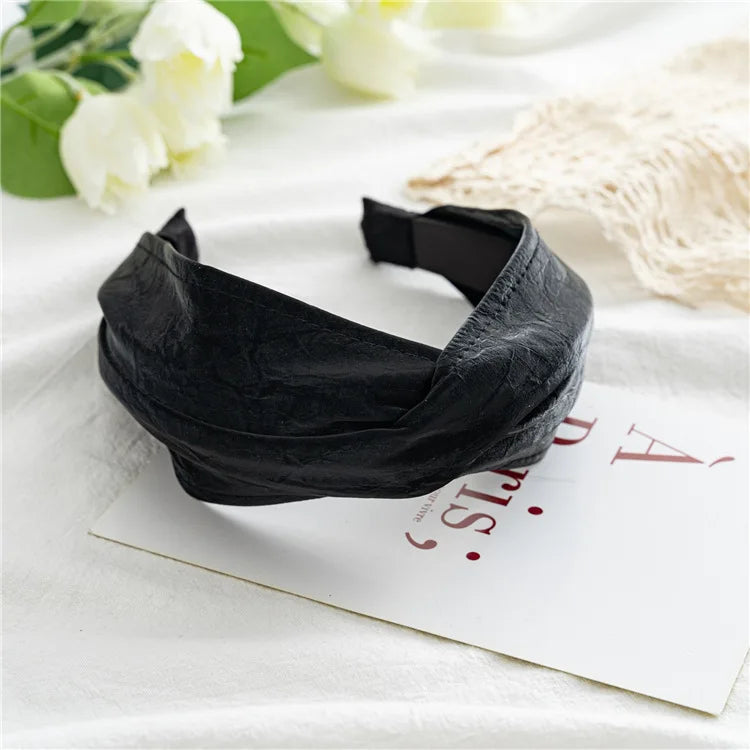 Lianfudai 2024 Non-slip Resilience Retro Suede Solid Wide Headband Hair Band Hoop Bezel Women Girls Hairbands Hair Accessories Headwe