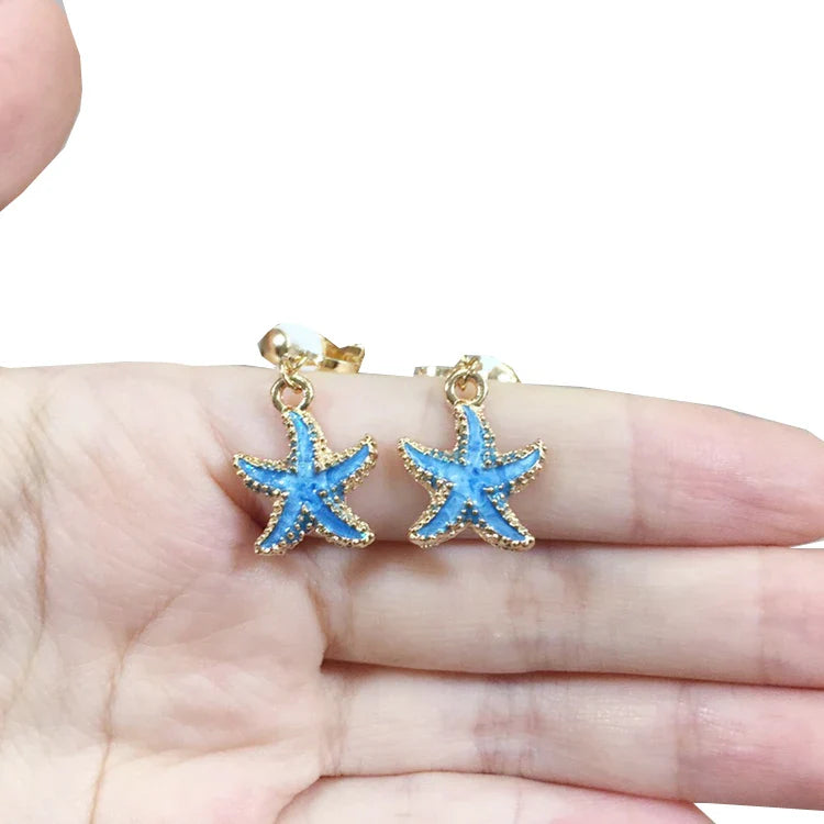 sengpan Child Blue Starfish Ear Clip Earrings Kids Cartoon Fashion No Piercing Ear Rings For Kids Gift Jewelry Korean Ear Clip Girls