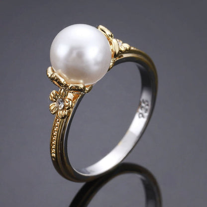 sengpan jewelry gifts for women hot sale New Big Imitation Pearl Ring Costume Jewelry for Women Statement Jewelry Elegant Anniversary Wedding Ring Bijoux Femme Anillos