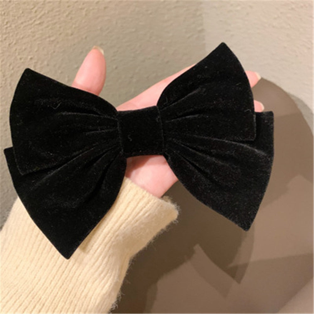 sengpan Women Girl Big Bow knot Tie Barrette Hair clips Hairpins Bands Velvet Fashion Korean Lady Head wear Accessories Wholesale Gifts