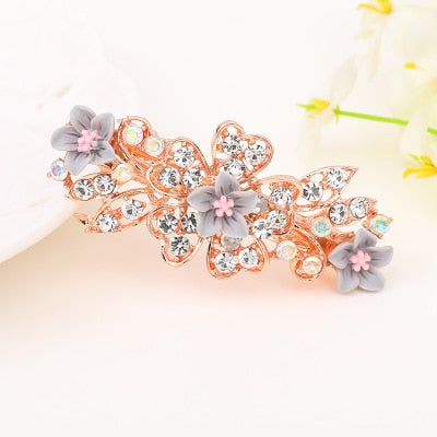 sengpan Barrette For Women Girl Rhinestone Crystal Big Hair Clip Hairpin Rose Peacock Flower Floral Head Accessories Wholesale