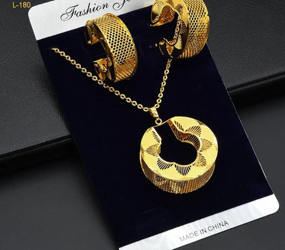 sengpan - Ethiopian Fashion Necklace Earrings Jewelry Set New Pendant Necklace Sets For Women Moroccan Wedding Party Gifts