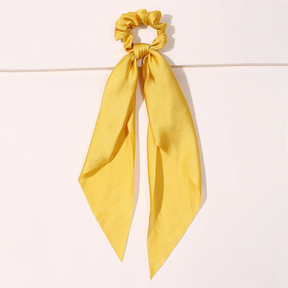 sengpan New Fashion Print Bow Scrunchies Hair Ribbon For Women Elastic Hair Band Girls Horsetail Hair Ties Hair Accessories