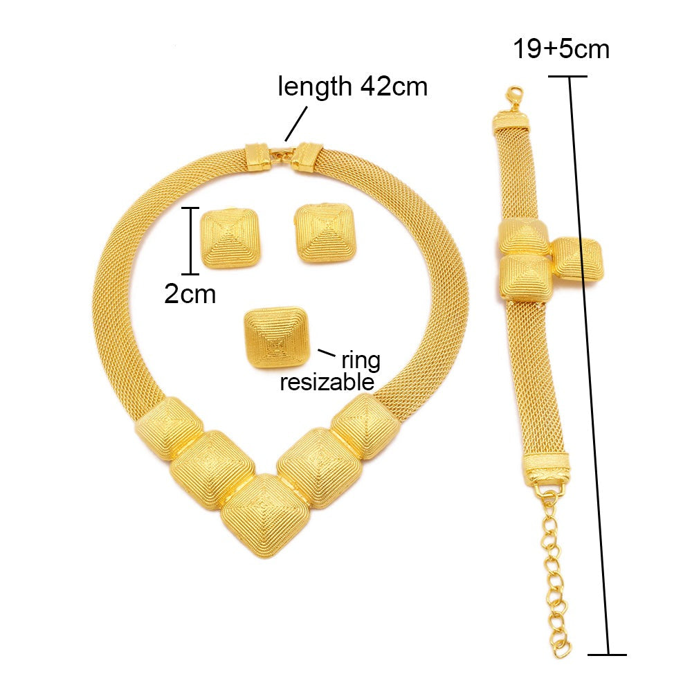 sengpan bridal jewelry set for wedding Jewelry sets African 24k gold for women Dubai wedding gifts bridal party Necklace Bracelet earrings ring set collares jewellery