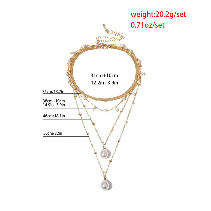 sengpan New Evil Eye Crystal Pendant Necklace Coin Women's Necklace Set Multi-layer StarMoon Alloy Imitation Pearl Pendant Necklace