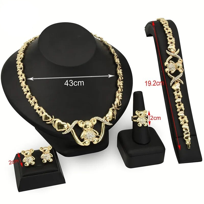 sengpan - African Jewelery Set Necklace Earrings Women Fashion Bridal Bride Indian Wedding Dubai Gold Ladies Designer Nigerian