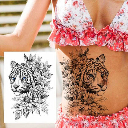 sengpan Black Flower Rose Waterproof Temporary Bird Snake Sexy Body Arm Leg Gem Henna Tattoo Fashion Big Fake Sleeve Sticker