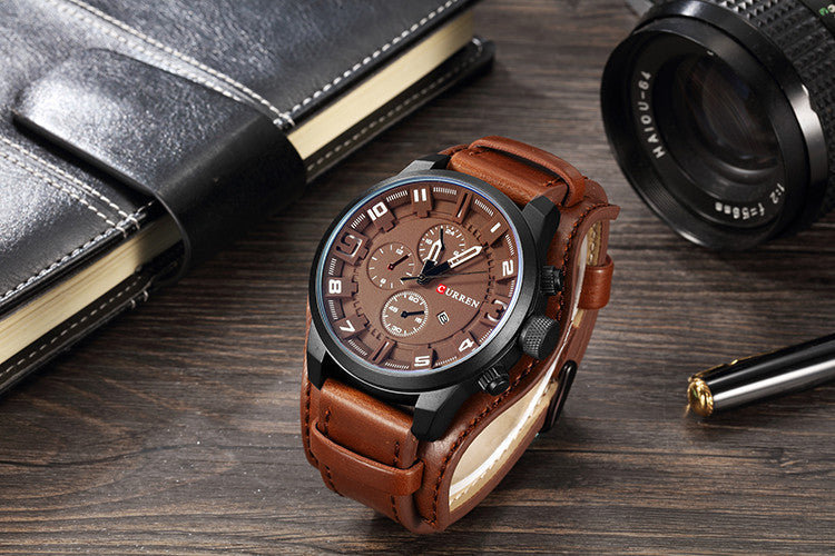 sengpan  gifts for men Top Brand Luxury Mens Watches Male Clocks Date Sport Military Clock Leather Strap Quartz Business Men Watch Gift