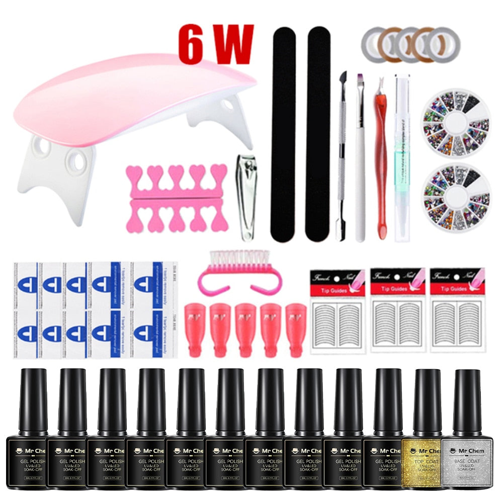 sengpan Nail Set 120W UV LED Lamp Dryer 18/12PCS Nail Gel Polish Kit Soak Off Manicure Set Electric Nail Drill Tools Set uñas