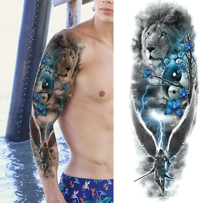 sengpan western jewelry for women Sexy Wolf Full Flower Arm Temporary Tattoo Stickers For Men Body Art Sleeve Tattoo Decals Girl Women Waterproof Tatoo Fox Legs