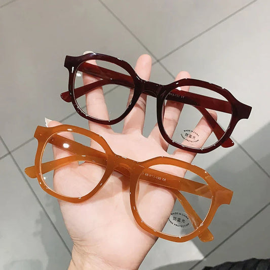 sengpan Fashion Irregular Square Women Optical Glasses Frame Clear Anti Blue-Ray Lens Eyewear Vintage Men Wine Red Champagne Frame