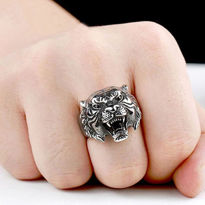 sengpan Christmas decor ideas Retro Domineering Tiger Men's Ring Hip Hop Gothic Accessories King of the Forest Tiger Punk Finger Jewelry Gift