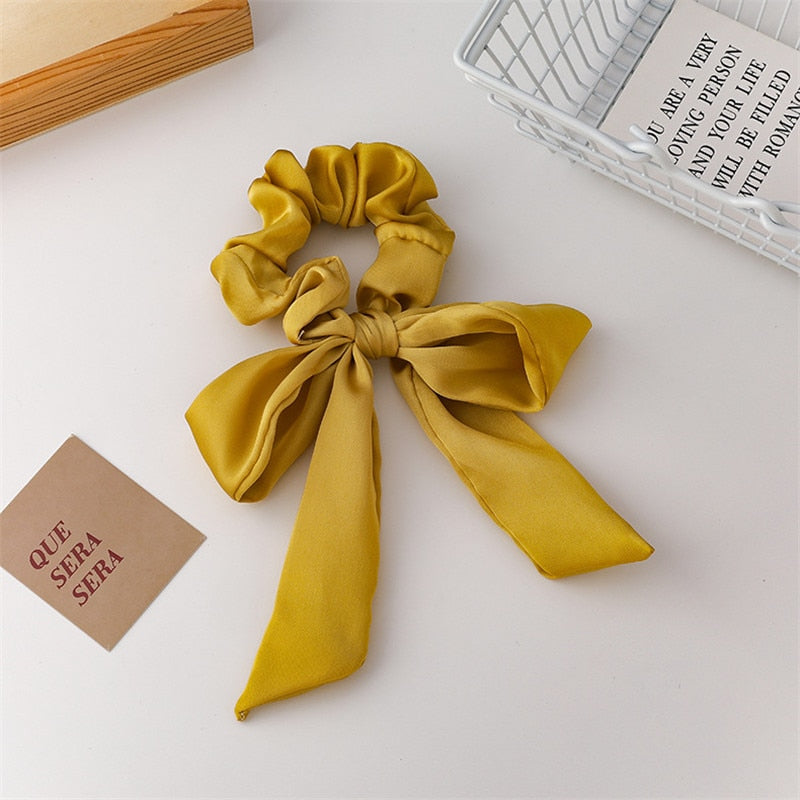 sengpan Spring Irregular Geometric Colorful Big Bow Ribbon Hairpin Retro Romantic Smooth Hair Rope for Women Party Accessories