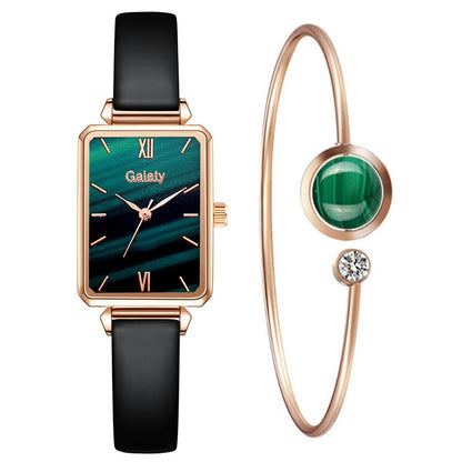 sengpan Christmas wishlist  Gaiety Brand Women Watches Fashion Square Ladies Quartz Watch Bracelet Set Green Dial Simple Rose Gold Mesh Luxury Women Watches