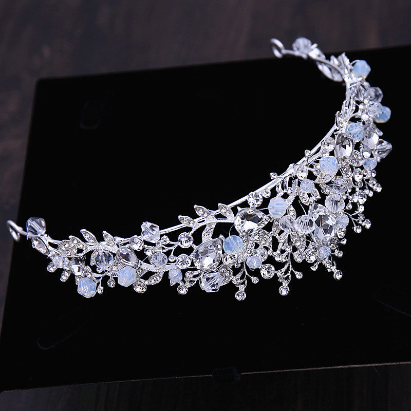 sengpan gifts for her Luxury Crystal Heart Wedding Jewelry Sets Rhinestone Crown Tiara Choker Necklace Earrings Bridal Dubai African Beads Jewelry Set