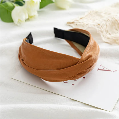 Lianfudai 2024 Non-slip Resilience Retro Suede Solid Wide Headband Hair Band Hoop Bezel Women Girls Hairbands Hair Accessories Headwe