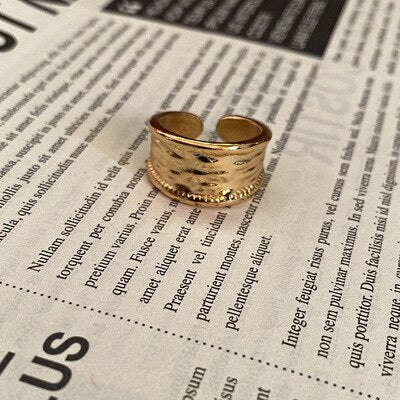 sengpan Vintage Ring For Women Gold Ring Open Ring Simple Temperament Versatile Personality Jewelry New Fashion Ins wind