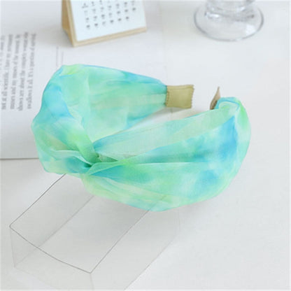 sengpan Girl Organza Wide Headbands For Women Cross Hair Bands Bows Accessories Korean Summer New Tie Dye Ethnic Wholesale