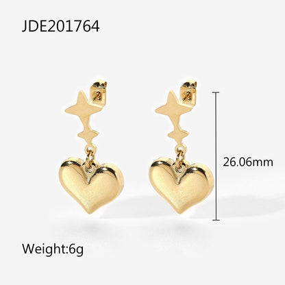 sengpan bridal jewelry set for wedding Cute Star Heart Stud Earrings Women 14K Gold Plated Stainless Steel Jewelry Fashion Earrings Jewelry Girls Gift