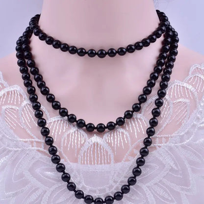 sengpan 1.5m -8mm fashion glass imitation pearl necklace women's simple knot multi-layer long sweater chain clothing accessories