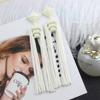 sengpan Long Tassel Earrings Fashion Jewelry Bohemia Statement Summer Dangle Aesthetic Earrings for Women Accessories Korean Style