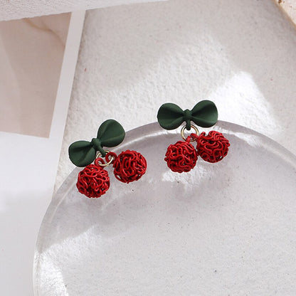 sengpan Christmas gifts ideas Fashion Christmas Red Dangle Earrings For Women Rhinestone Snowflake Pearl Earring Christmas Party Festival New Year Jewelry