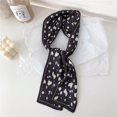 sengpan Silk Scarf Women Dot Zebra Striped Print Small Autumn Neck Scarf Office Lady HairBand Foulard Hand Kerchief Bag Accessories