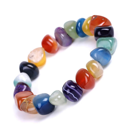 sengpan Yoga Ethnic Multicolor Natural Irregular Stone Beads Strand Bracelet For Men Women Handmade 7 Chakra Bracelets Bangle Men