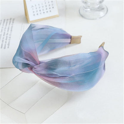 sengpan Girl Organza Wide Headbands For Women Cross Hair Bands Bows Accessories Korean Summer New Tie Dye Ethnic Wholesale