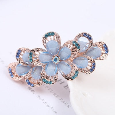 sengpan Barrette For Women Girl Rhinestone Crystal Big Hair Clip Hairpin Rose Peacock Flower Floral Head Accessories Wholesale