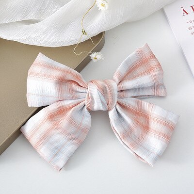 sengpan Women Girl Big Plaid Bow knot Tie Barrette Hair clips Hairpins Fashion Korean Lady Head wear Accessories Wholesale Gifts Party