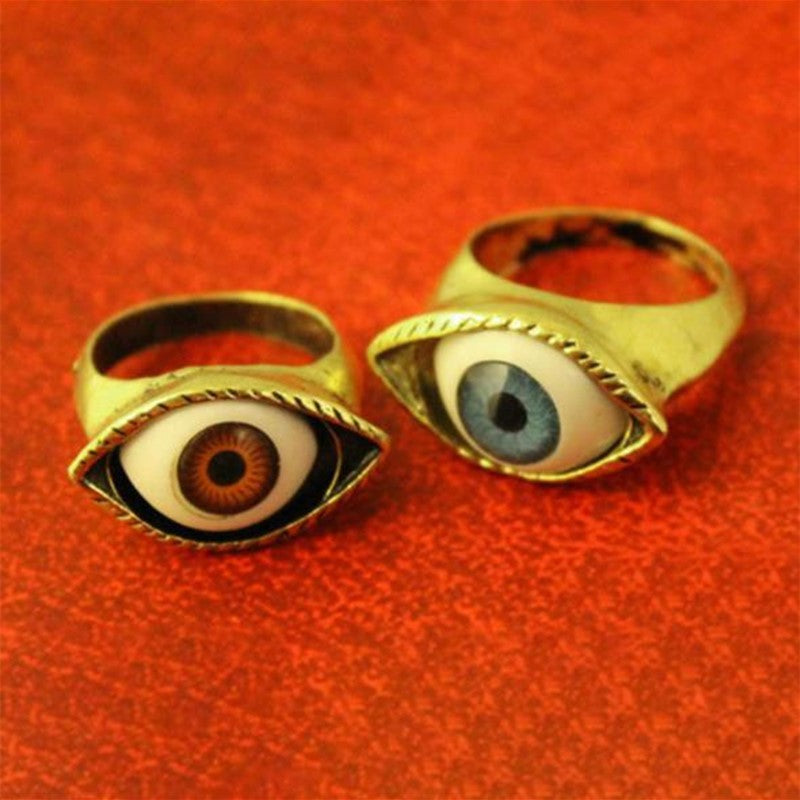 sengpan Classic Vintage Turkey Evil Eye Finger Ring Eyeball Punk Goth Jewellery Halloween Gift Fashion Ring for Men Women