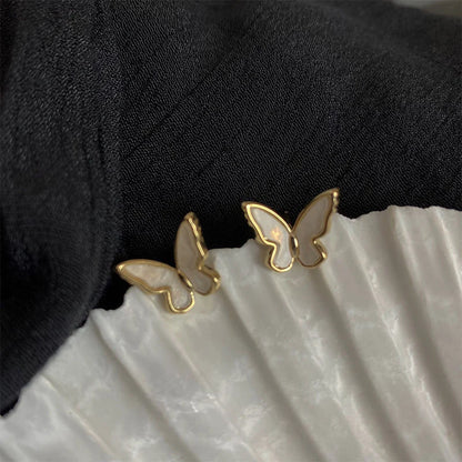 Lianfudai 2024 Korean Retro Acrylic Butterfly Earrings Fashion Cute Animal Brincos  Statement stud Earrings Jewelry Gift