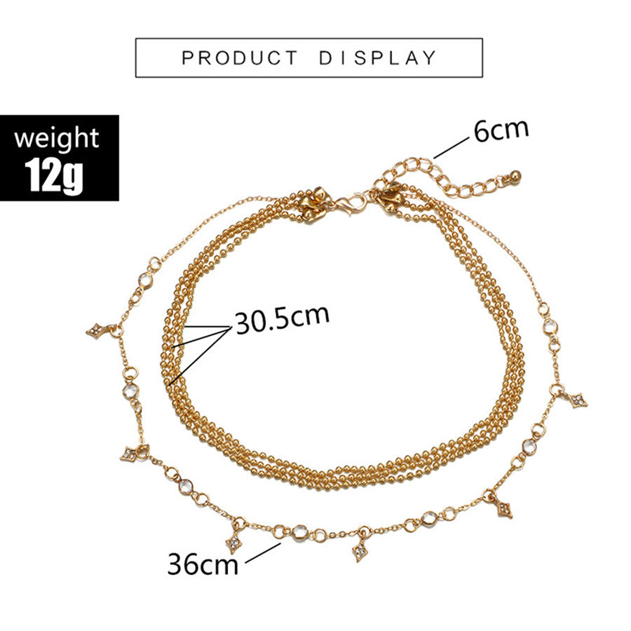 sengpan New Evil Eye Crystal Pendant Necklace Coin Women's Necklace Set Multi-layer StarMoon Alloy Imitation Pearl Pendant Necklace