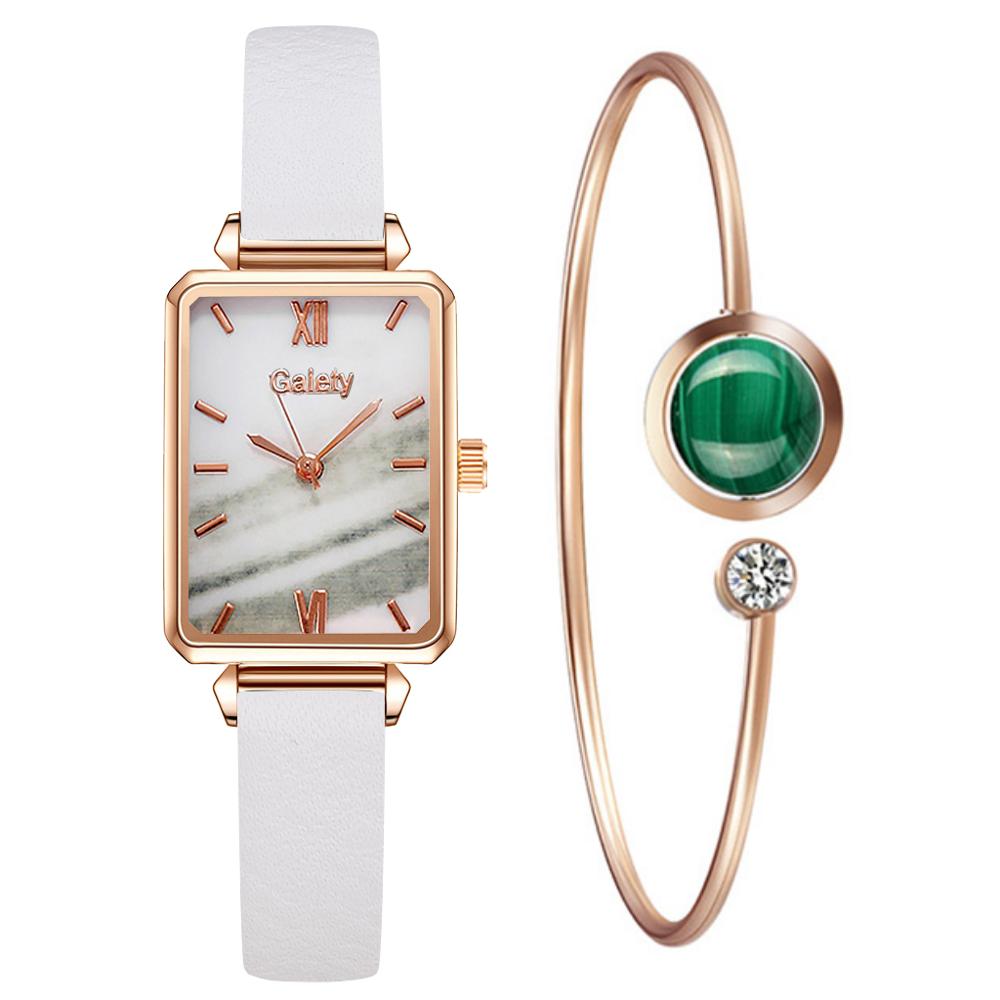 sengpan Christmas wishlist  Gaiety Brand Women Watches Fashion Square Ladies Quartz Watch Bracelet Set Green Dial Simple Rose Gold Mesh Luxury Women Watches