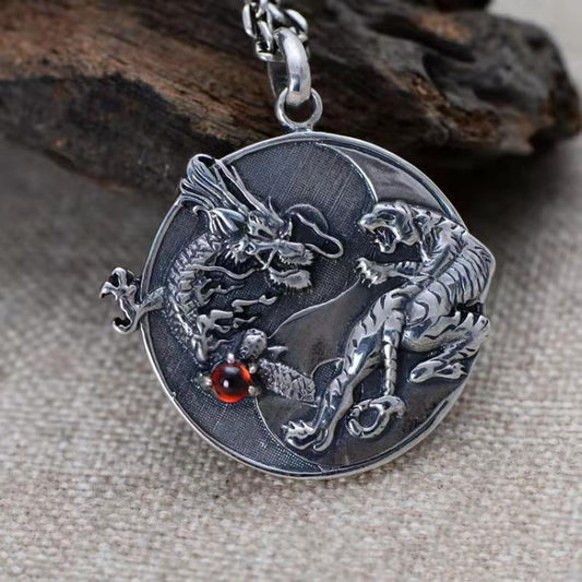 sengpan gifts for men New Domineering Dragon Tiger Yin Yang Tai Chi Pendant Necklace for Men&#39;s Fashion Trend Jewelry Gift