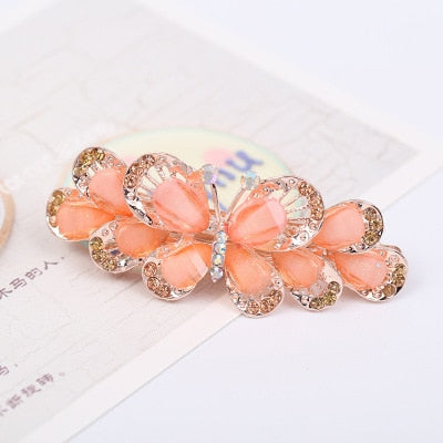 sengpan Barrette For Women Girl Rhinestone Crystal Big Hair Clip Hairpin Rose Peacock Flower Floral Head Accessories Wholesale