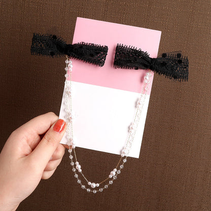 sengpan New Bow Pearls Chain Barrettes Hairpins For Women Rhinestone Spring Hair Clips Ribbon Headband Ponytail Hair Accessories