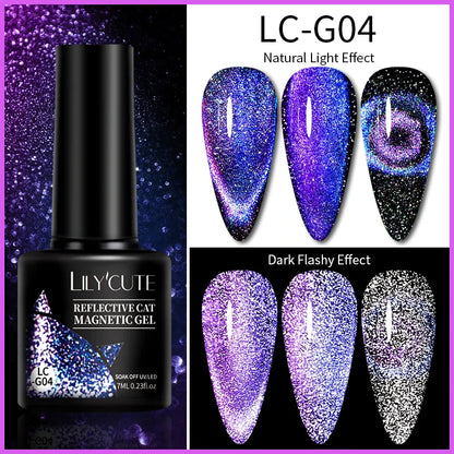 sengpan  7ML 2 IN 1 Water Light Cat Magnetic Top Coat Sparkling Glass Bead Magnetic Gel Nail Polish Semi Permanent UV Gel Polish