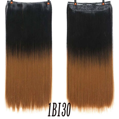 sengpan  24inche 5Clip Long Straight Hair Gradient Straight Hair Synthesis Hair Extension High Temperature Women Hair Extension