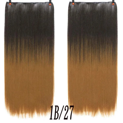 sengpan  24inche 5Clip Long Straight Hair Gradient Straight Hair Synthesis Hair Extension High Temperature Women Hair Extension