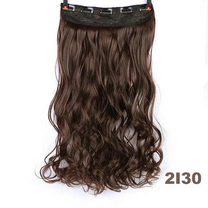 sengpan Synthetic Curly Hair 24 Inches 5 Clip-on Hair Extension Wig Wavy Hairstyle Natural Curly Hair Straight Hair Women