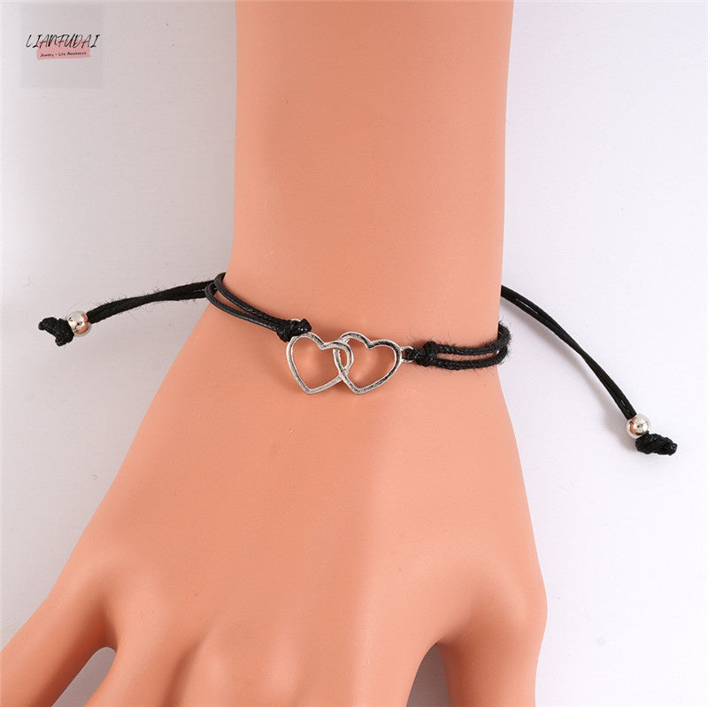 sengpan New Charm Bracelet For Friendship Couples 2pcs/set Volcanic stone bracelet Bead Bangles Women Man Lucky Wish Jewelry