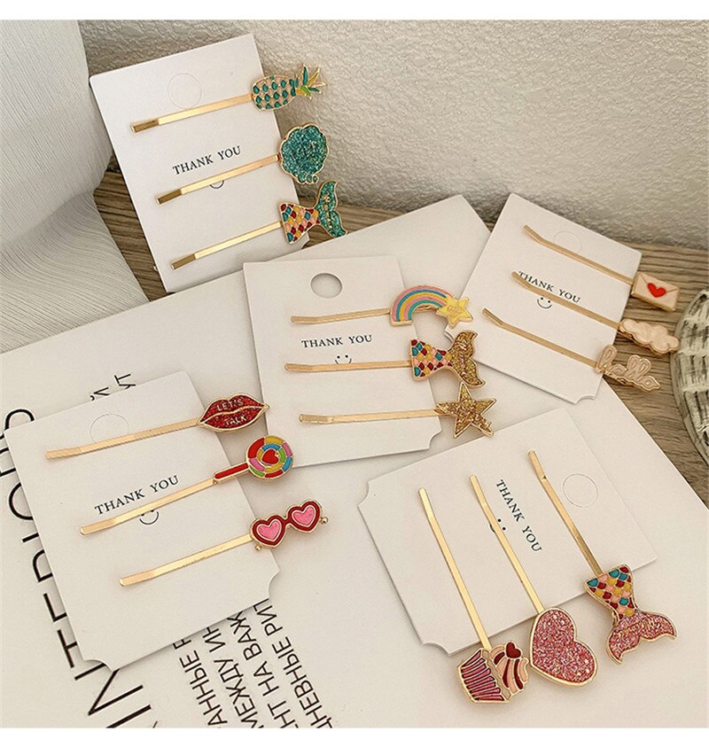 sengpan Christmas gifts for her Hair Grip Clip Sets Hairpin For Women Girl Rhinestone Fruits Plants Korean Handmade Fashion Head Accessories Mujer