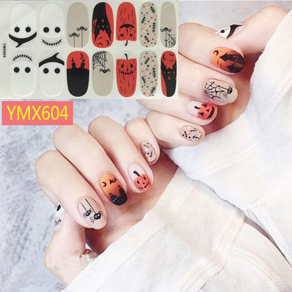 sengpan Baking Free Halloween Nail Stickers Full Sticker Fashion Nail Art Jewelry  Pumpkin Ghost Wholesale Applique Nail Sticker