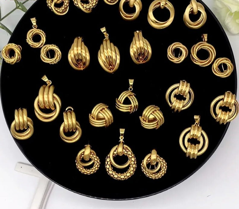 sengpan - Necklace Sets For Womens Wedding Jewellery Pendant Big Earrings Set Chunky Gold Plated Luxury Brands Fashion Ethiopian