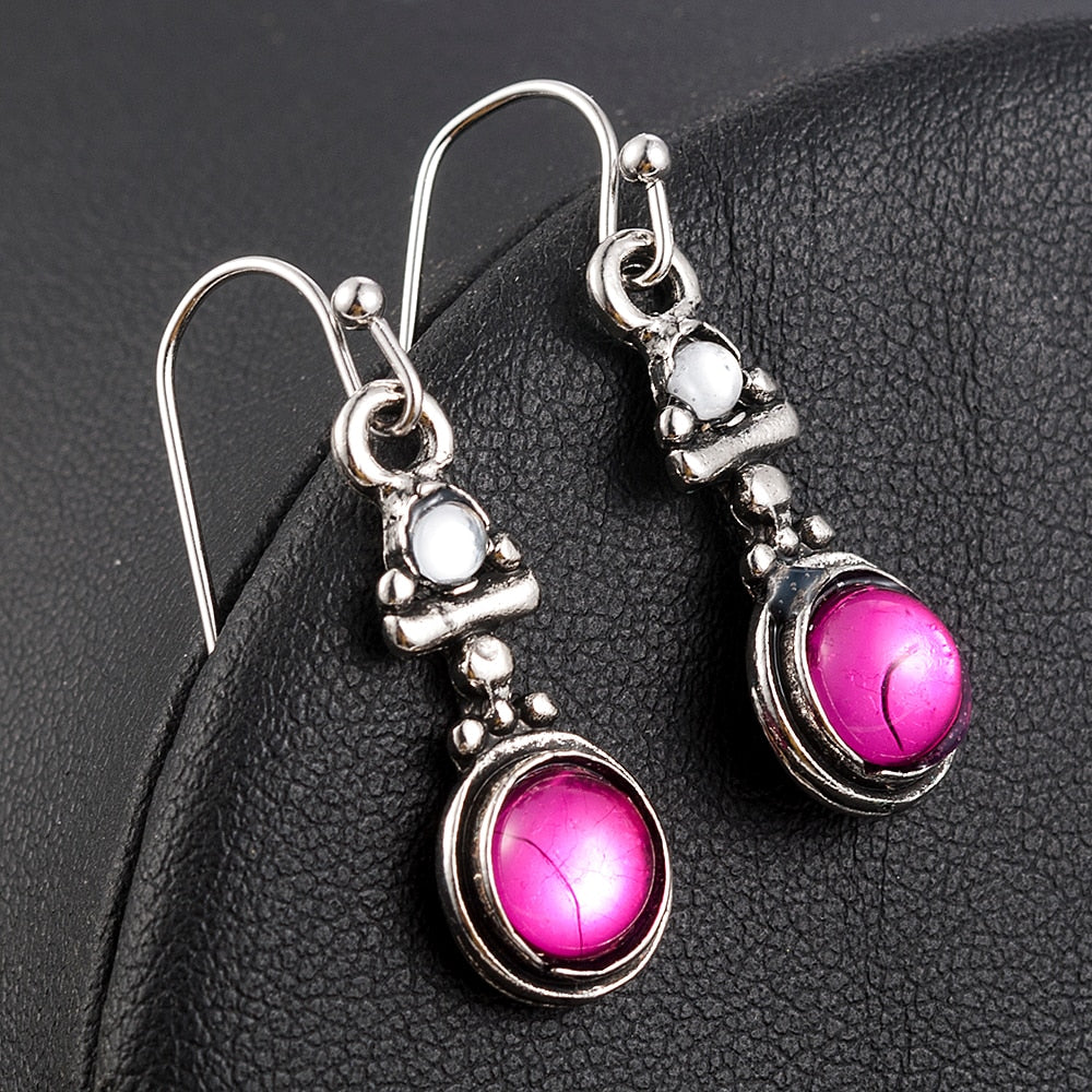 sengpan easter gifts for women  Vintage Drop Earrings Moonstone Pink Stone Earrings  Women Fashion Trendy Earrings Jewelry