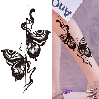 sengpan Death Skull Flower Temporary Tattoo For Women Girls Snake Bird Peony Tattoo Sticker Black Fake Blossom Sexy Tatoo Transfer Adult